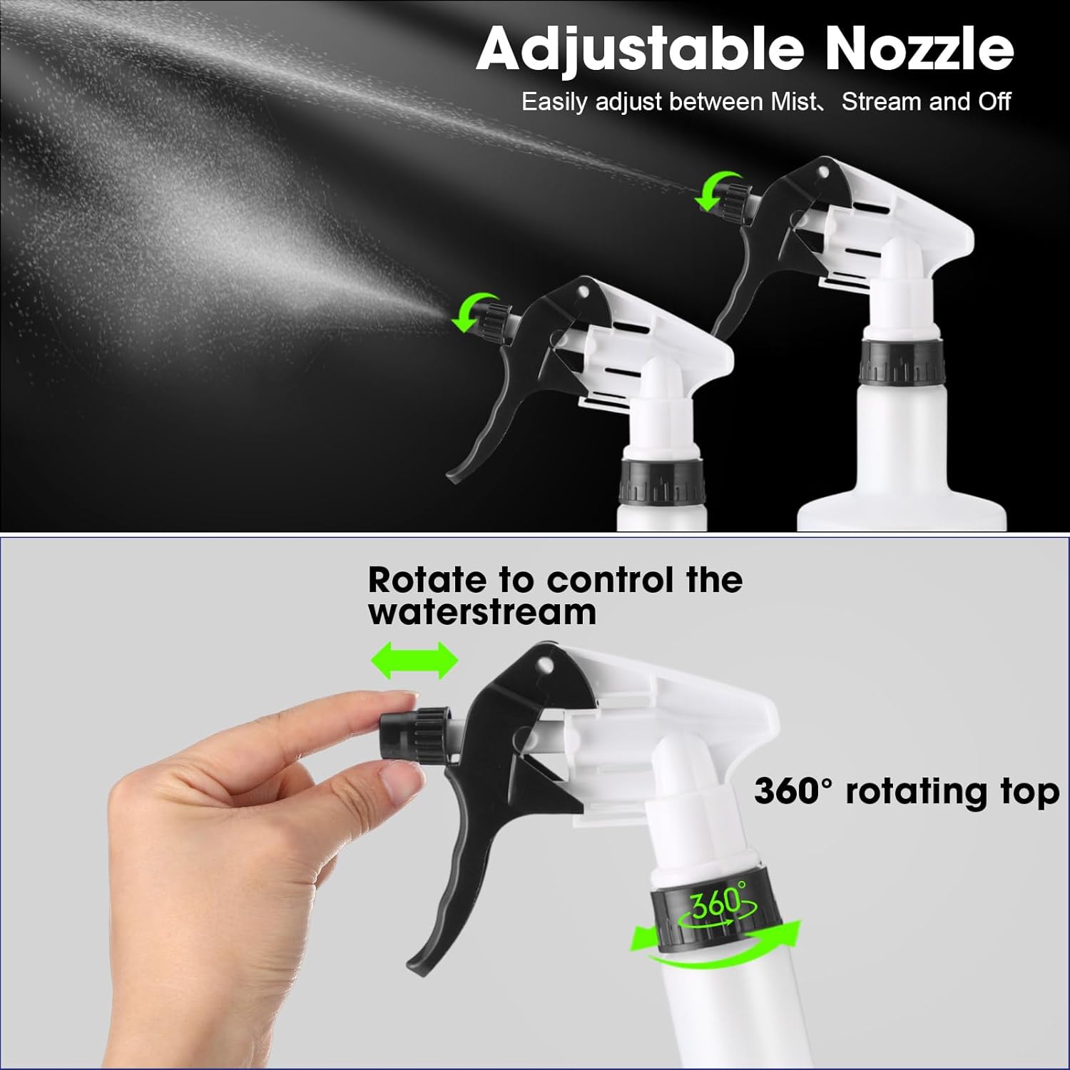 Eccliy 12 Pcs 16 Oz Plastic Spray Bottle, Adjustable Empty Reusable Sprayer for Cleaning, Planting, Water, Bathroom and Kitchen, BBQ, Commercial and Residential (Black,Measurement)