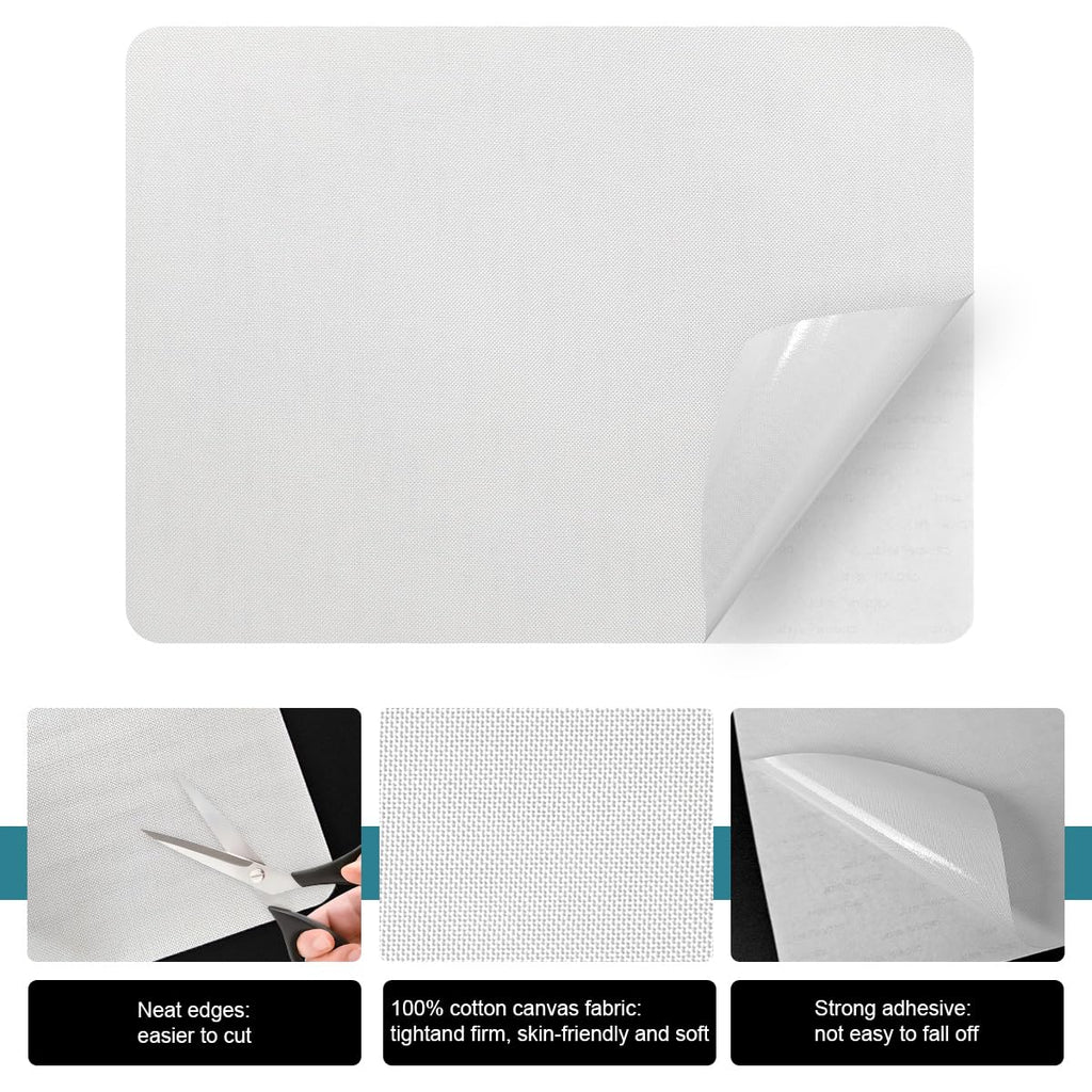 J.CARP 2Pcs Linen Repair Patches, Large Self-Adhesive Fabric Patch for Sofas, Couch, Furniture, Car Seats (8 * 11 inches-2PCS White)