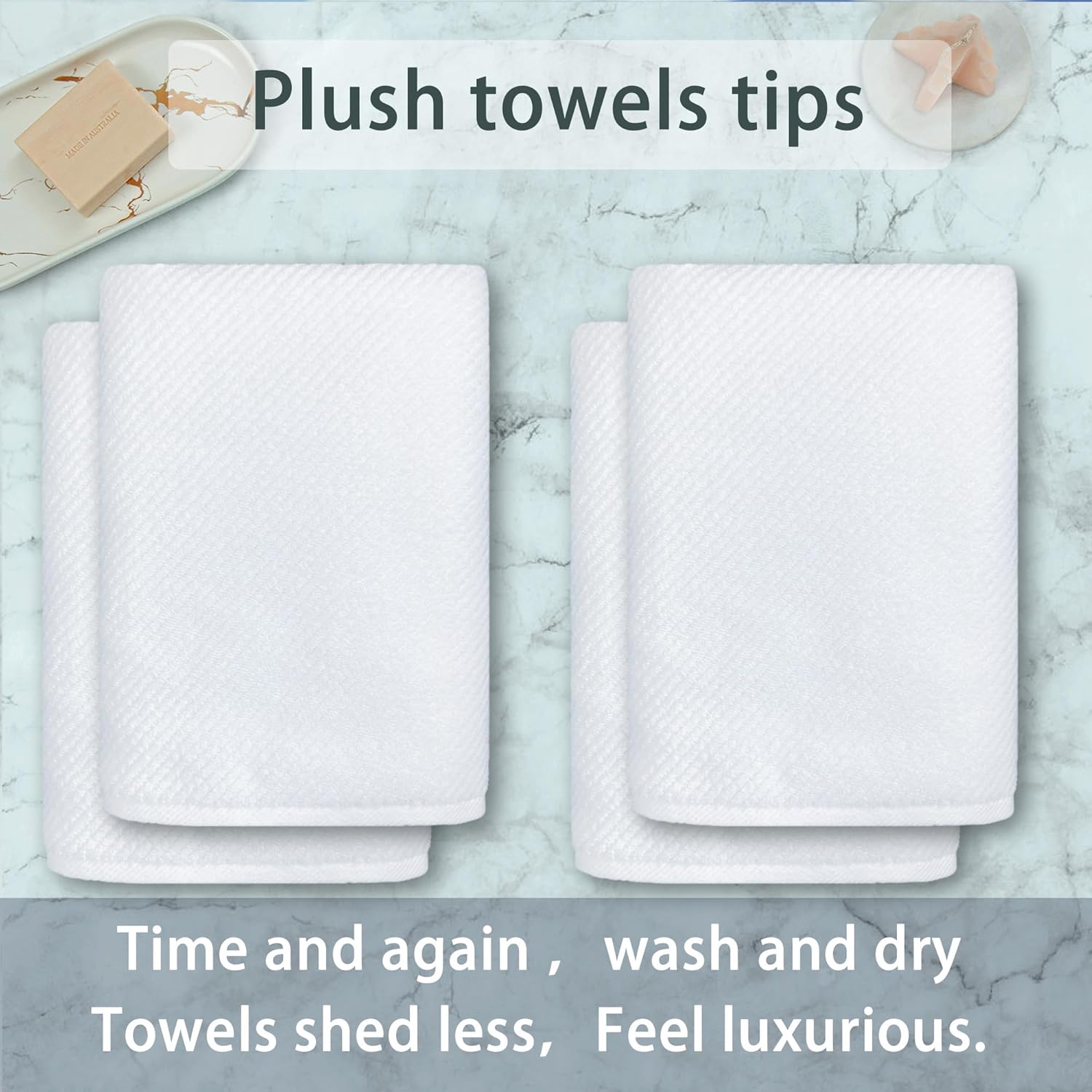 Luxury Bath Towels, Bath Towels Set of 4, Large 30" x 56" - 100% Cotton | Quick Dry | Light Weight | Thick | Soft | Absorbent, Luxury Shower Towel Sets for Bathroom, Towel Gift Set, White