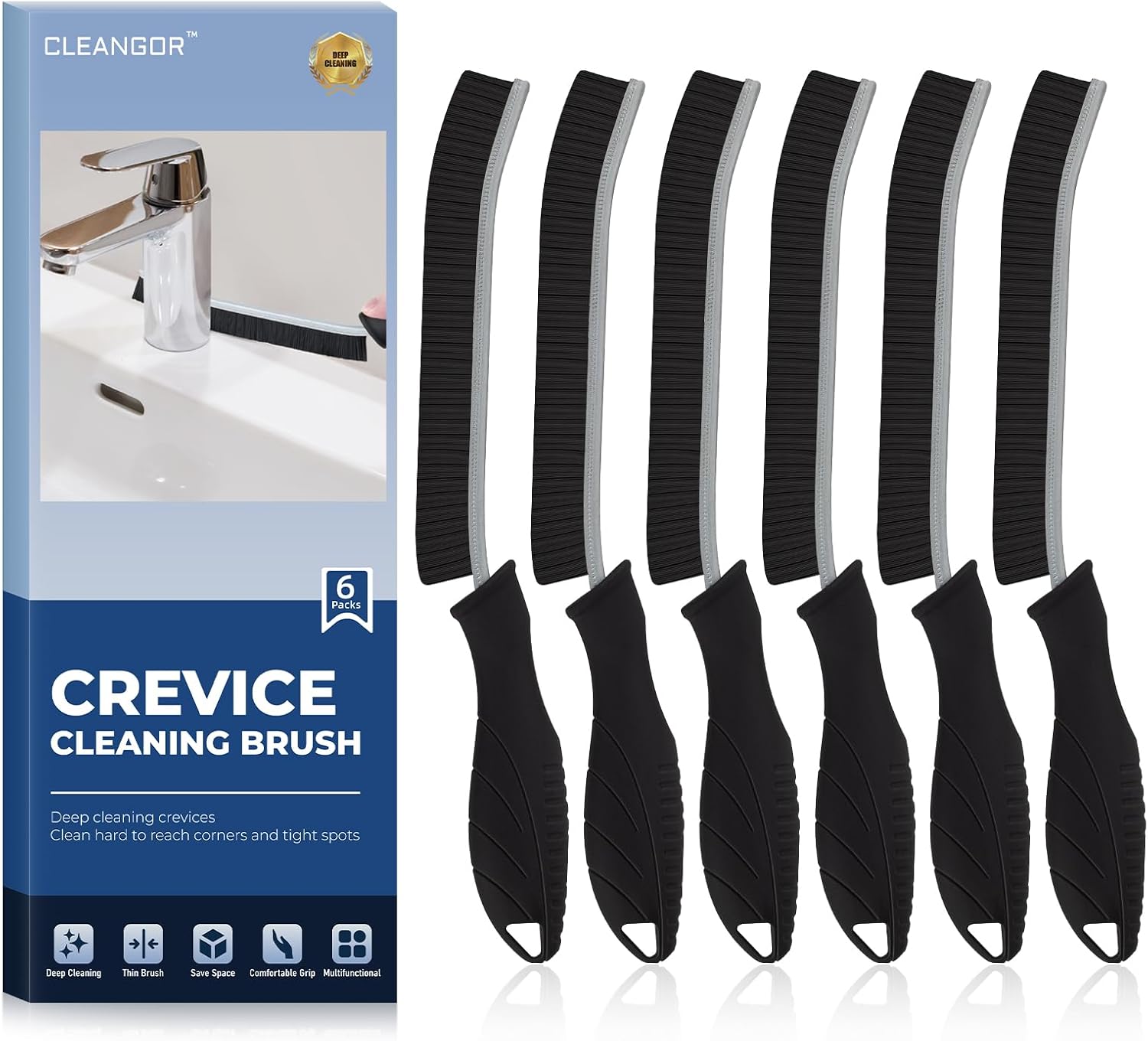 Crevice Cleaning Brushes, Cleaner Scrub Brush Tool for Hard to Reach Tight Space, Home Essentials, Cleaning Supplies for Shower, Bathroom, Kitchen, Toilet, Window