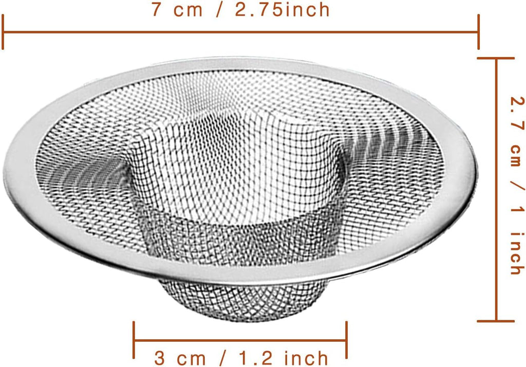4pcs Heavy Duty Stainless Steel Kitchen Sink Strainer, 2.75" Top / 1" Mesh Metal Sink Strainer,Perfect for Kitchen Sink/Bathroom Bathtub Wash basin Floor drain balcony Drain Hole, Utility