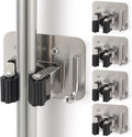 Broom Holder Wall Mount Screw Drilling, Sturdy Heavy Duty Stainless Steel Mop Gripper Rack Perforated, Perfect for Laundry Room Organizer, Fit with Laundry Kitchen Garage Garden Storage System