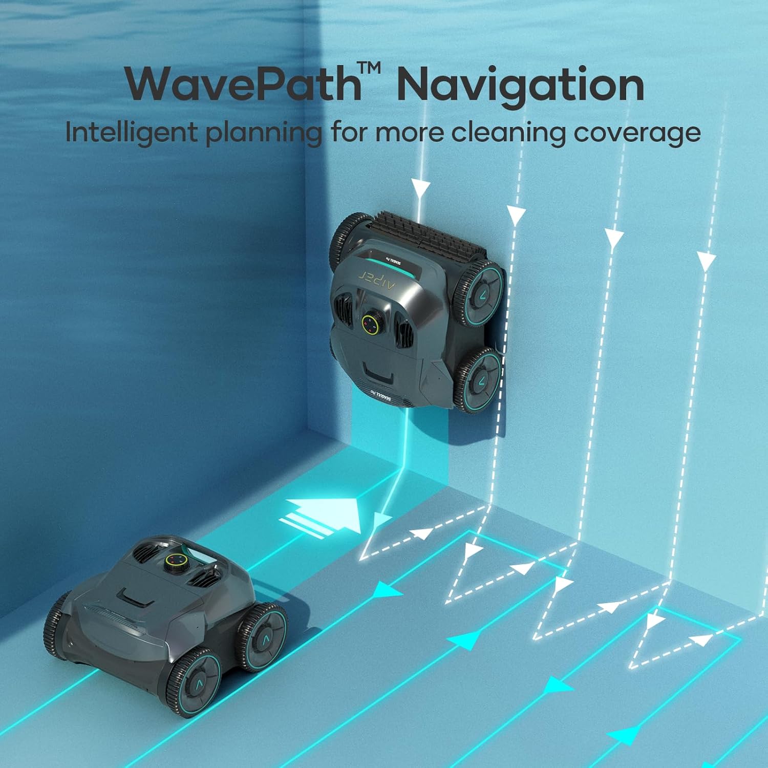 AIPER Cordless Robotic Pool Cleaner, WavePath Navigation, Wall-Climbing, Quad-Motor, 150 mins Runtime for Inground Pools up to 1,600 sq.ft, Seagull Pro ZT6002 (Renewed)