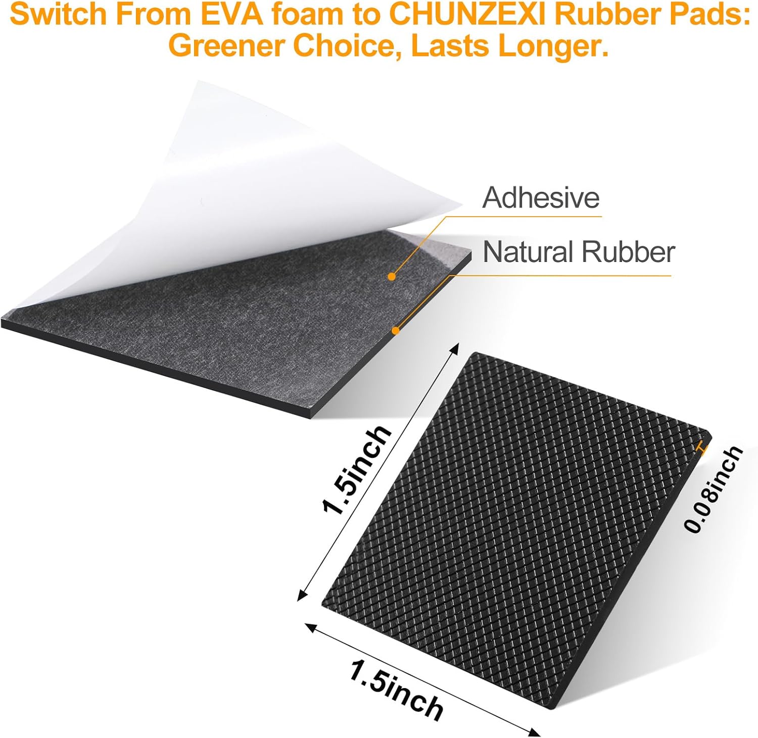 CHUNZEXI Non Slip Furniture Pads - 32 Premium Furniture Grippers Self Adhesive Rubber Furniture Feet, Anti Slide Furniture Hardwood Floor Protector for Keep Couch Stoppers (1.5 inch Square)