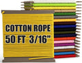 PerkHomy Cotton Rope 3/16" (5mm) 50 ft Multi Purpose Utility Diamond Braided Cord, Natural Cotton for Clothes Line Camping Crafting Flag Pole, Lemon Yellow