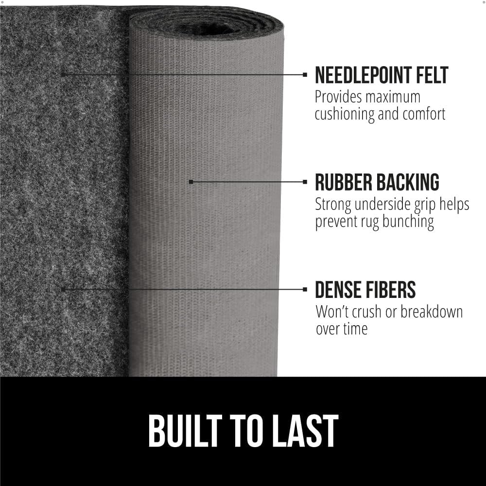 GORILLA GRIP Felt and Natural Rubber Stay in Place Slip Resistant Rug Pad, 1/4in Thick, 7x10 FT Protective Padding Under Area Rugs, Cushioned Gripper Pads, Carpet Runners, Hardwood Floors Protection