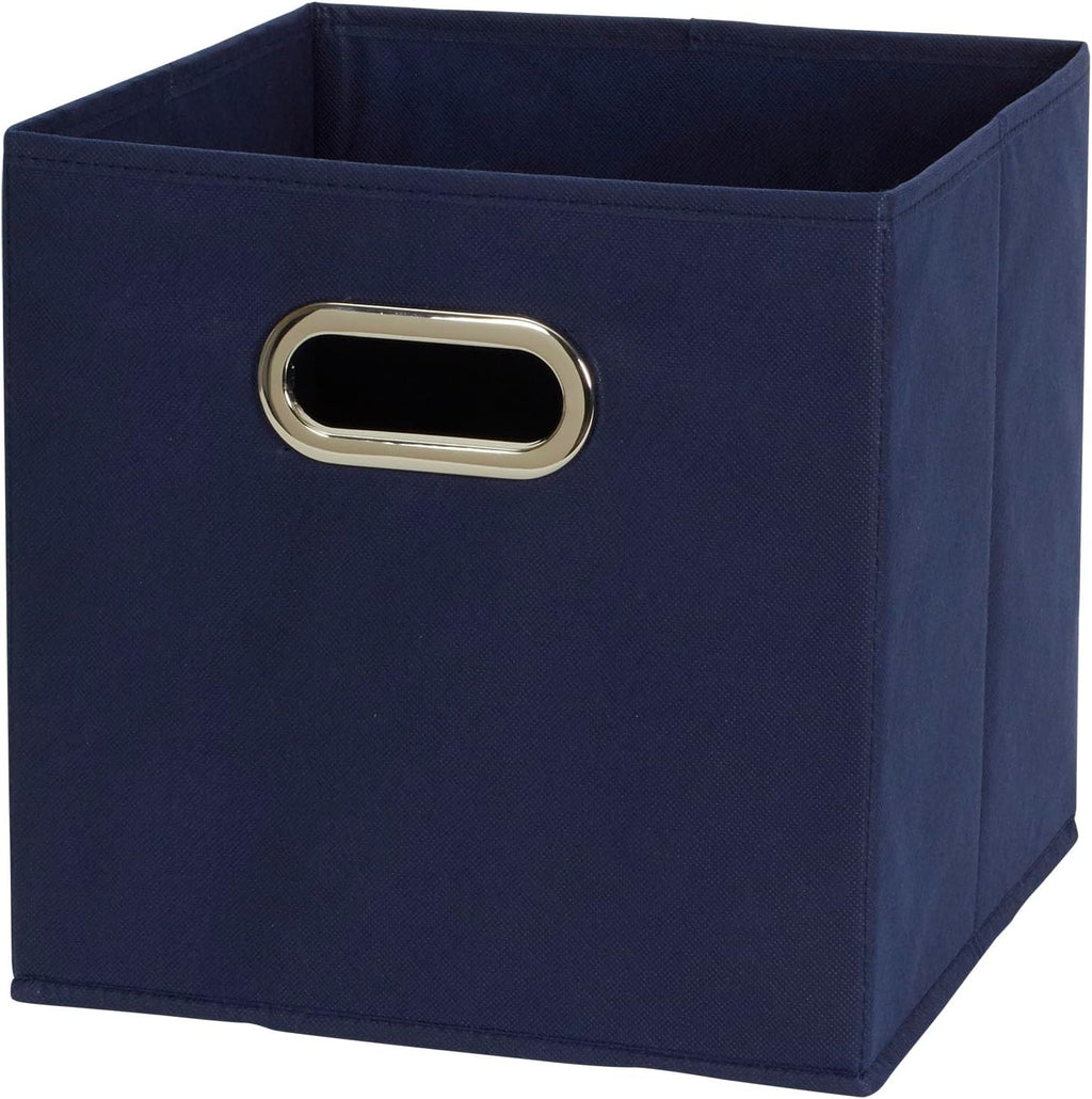 Household Essentials 81-1 Foldable Fabric Storage Bins | Set of 6 Cubby Cubes with Handles | Navy Blue, 6 lbs