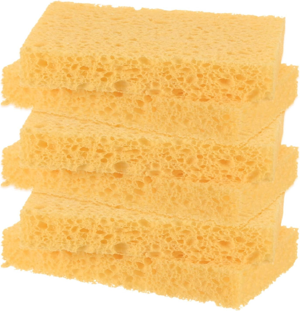6-Pack Kitchen Sponges, Condense Eco Cellulose Non-Scratch Scrub Heavy Sponge for Kitchen/Household/Bathroom, Clean Tough Messes Dish Scrubber [Beige]