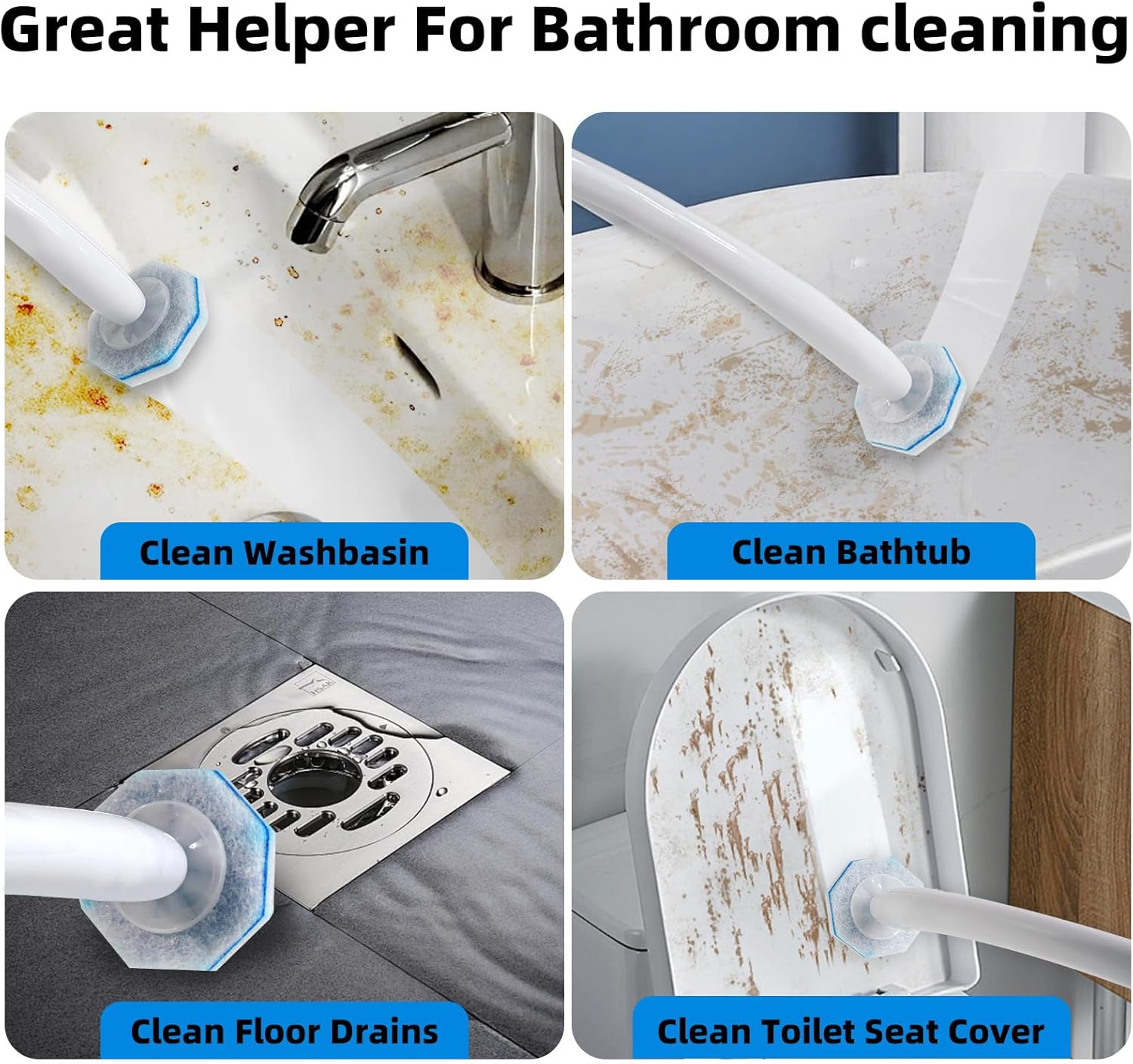 30Pcs Disposable Toilet Wand Refills Easy Cleaning Toilet Bowl Fiber Wand Heads Compatible with Most Toilet Brushes