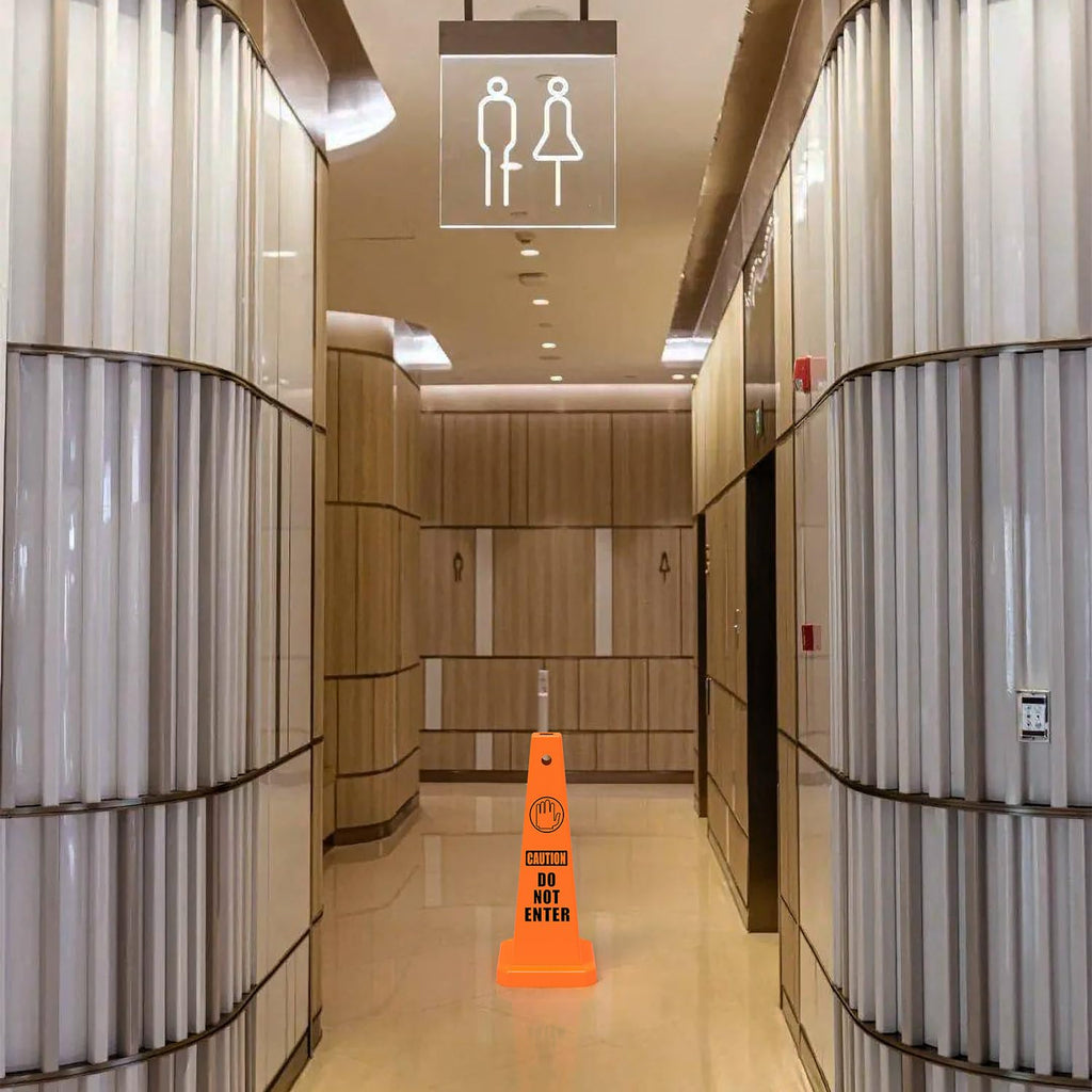 Plastic Traffic Cones, 4-Sided Message Cones, Road Safety Parking Cones, Standing Traffic Warning Signs for Cleaning Area, Garage, No Entry (8, Do Not Enter, Large)