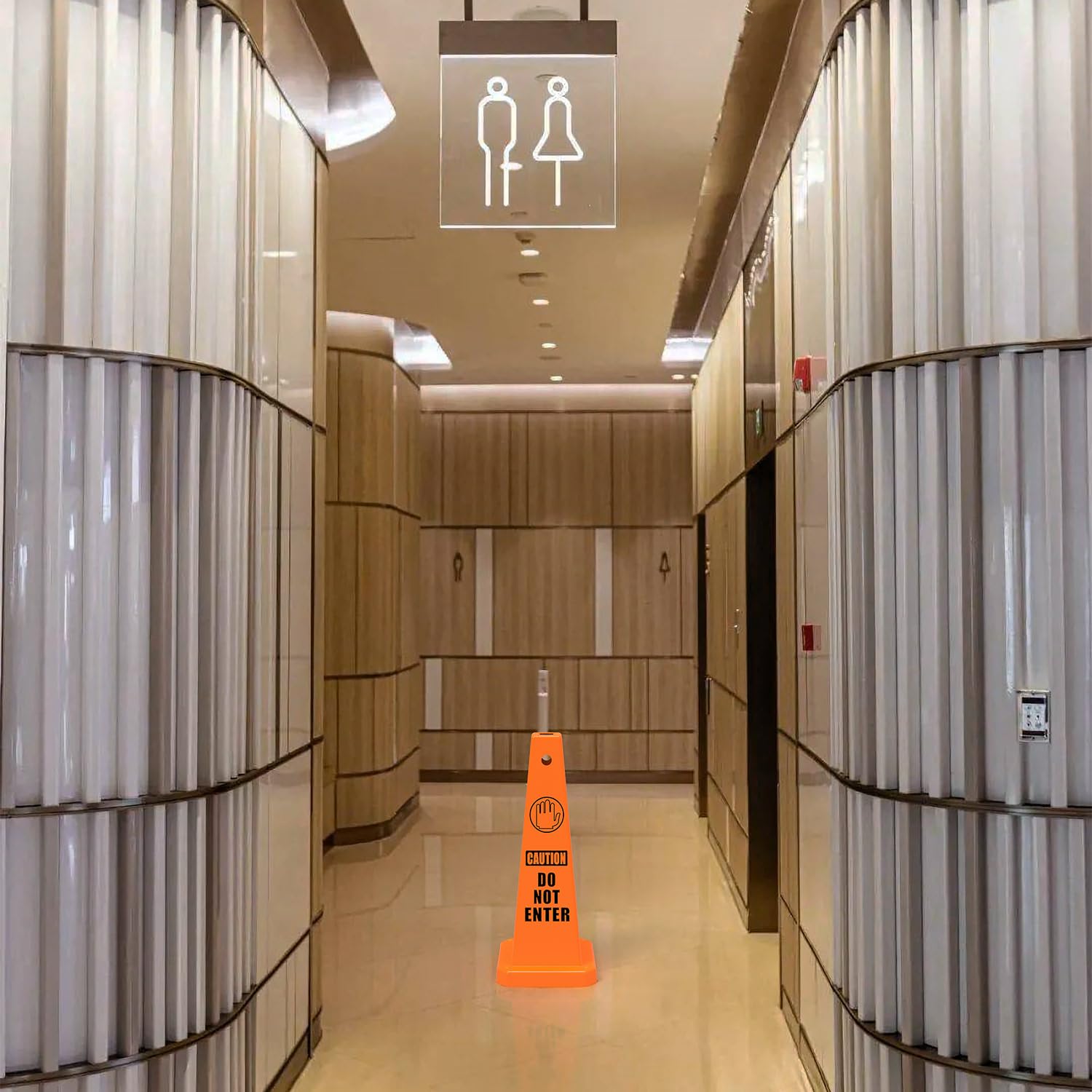 Plastic Traffic Cones, 4-Sided Message Cones, Road Safety Parking Cones, Standing Traffic Warning Signs for Cleaning Area, Garage, No Entry (8, Do Not Enter, Large)