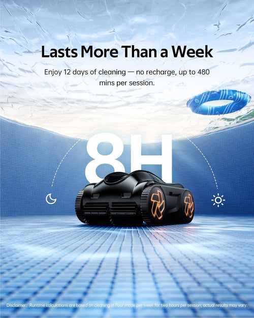 (2025 Upgrade) iGarden Pool Cleaner K80, 8H Runtime, Robotic Cordless Pool Vacuum, Smart Navigation, Touchscreen, 200% Turbo Suction, 4L Debris Basket, Self-Parking, for Above & In-Ground Pools