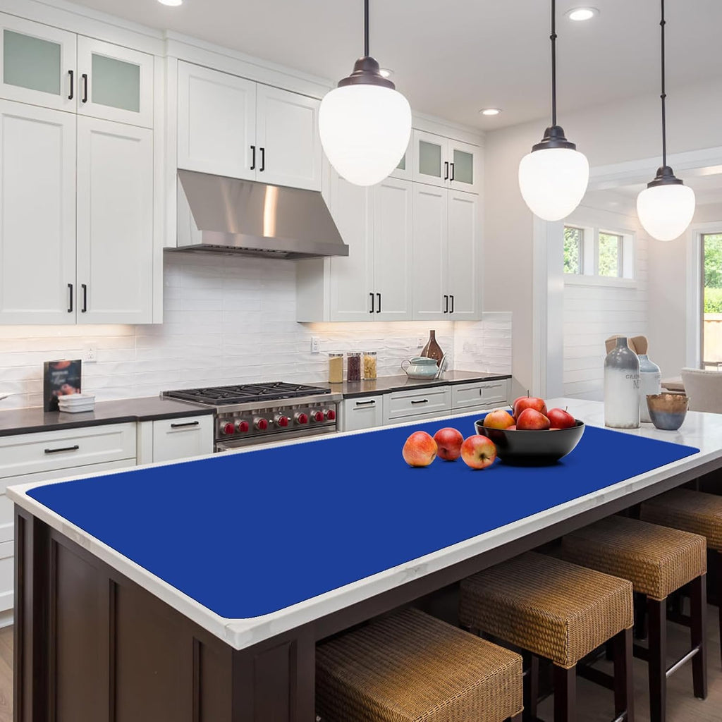 Quality Silicone Table Mat 47x24 Inch - High Heat Resistant (Lab Tested 482°F), Non-Slip Oil-Resistant Surface for Baking & DIY | Waterproof & Easy Clean (Blue)