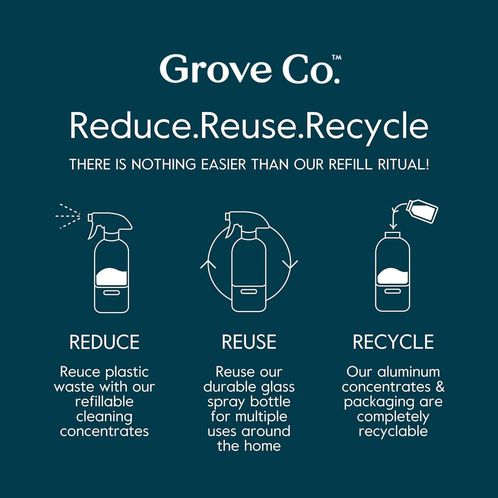 Grove Co. Tub and Tile Cleaner, Refill Concentrate (6 x 1 Fl Oz) Plant-Based Household Cleaning Supplies, No Plastic Waste, 100% Natural Orange & Rosemary Fragrance, 3 x 2 Pack Refills
