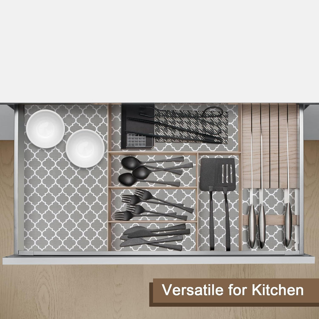 OcePor Non-Adhesive Drawer and Shelf Liner 17.5IN x 30FT，Non Slip Cabinet and Cupboard Liner, Kitchen Cabinet Liners for Shelves, Waterproof Drawer Shelf Liners for Cabinets/Bathroom Cupboard