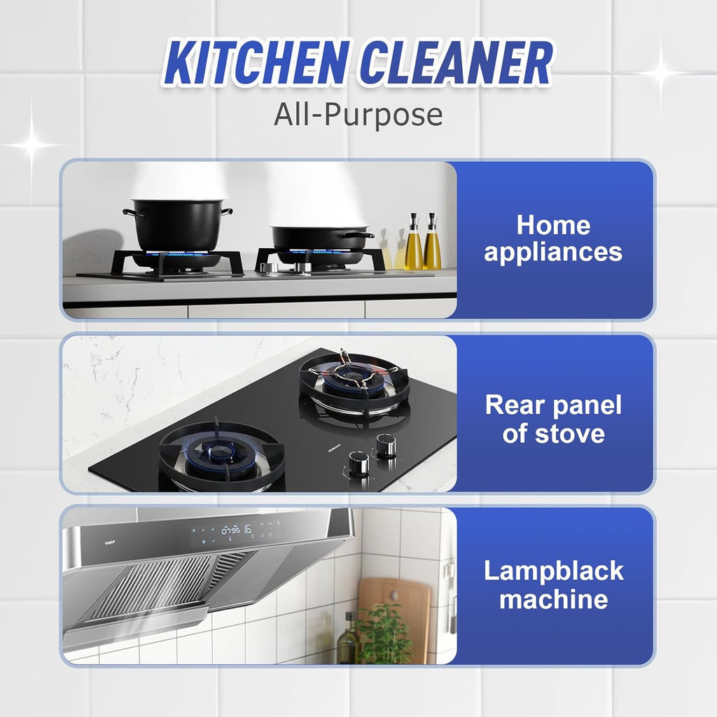 Kitchen Heavy Oil Cleaner, 2025 Newly Upgraded Heavy Duty Oil Stain Remover, 500 ML Multipurpose Cleaner Spray, Kitchen Degreaser Spray for Stovetops, Ovens, Range Hoods (3)