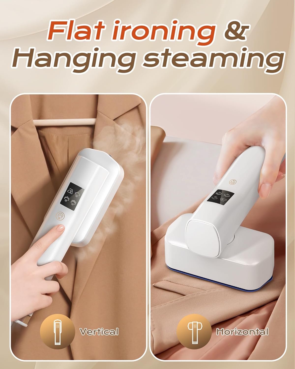 Dovety Steamer for Clothes, Portable Handheld Travel Steamer, Clothing Wrinkles Remover for Gament Steam, 1100W Powerful 2 In 1 Steamer&Iron, 100mL Water Tank Capacity, for 120V Home, Office, Travel