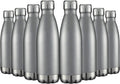 HASLE OUTFITTERS 17oz Stainless Steel Water Bottles Bulk, Vacuum Insulated Water Bottles Double Walled Reusable Metal Sports Water Bottles Keep Drinks Hot and Cold, Gray, 8Packs