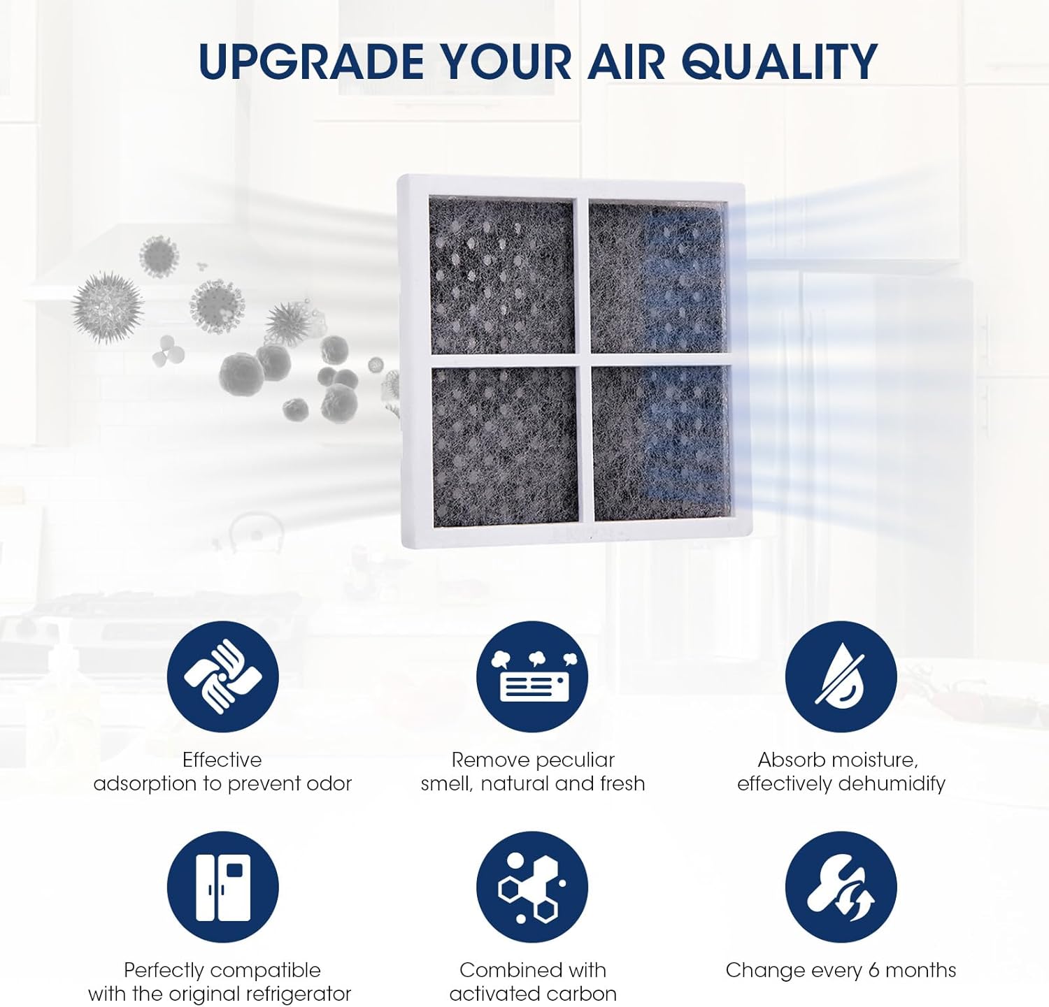 MARRIOTTO LT120F Refrigerator Air Filter Replacement for LG LT120F, Kenmore Elite 469918, 9918, ADQ73334008, ADQ73214402, ADQ73214404, 3 Pack