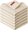 Artoid Mode 100% Cotton Beige Waffle Weave Kitchen Dish Cloths, 12x12 Inch Ultra Soft Absorbent Quick Drying Kitchen Dish Towels Set of 6
