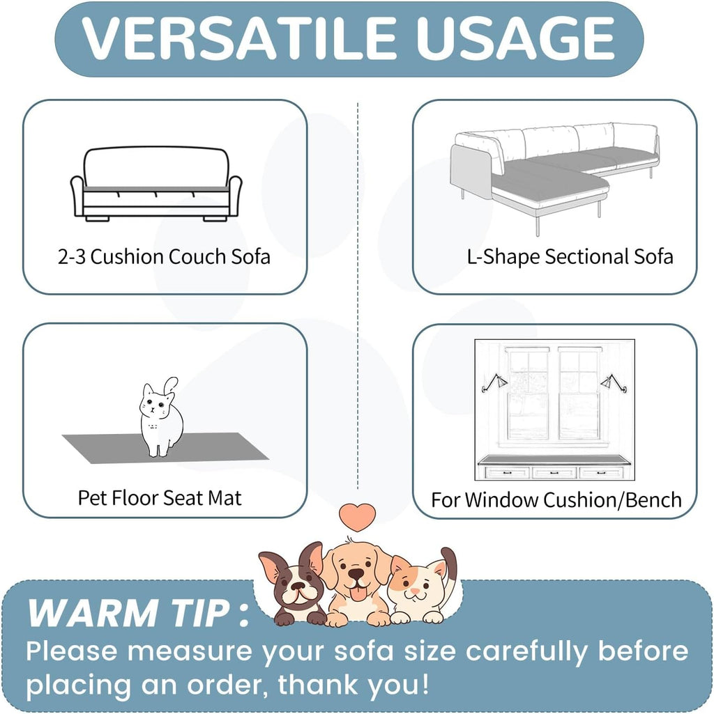 OTOB Couch Covers for Dogs Washable, Non Slip Plush Sofa Cover Kids Pet Friendly Furniture Protector, All Seasons Soft Cozy Fuzzy Sofa Slipcovers Dog Bed Mats (Gray, 31.5" x 63.0'')