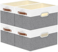 Yawinhe Fabric Storage Baskets, Foldable Closet Organizer for Shelves, Large Boxes with 3 Handles, Canvas Bins for Clothes, White/Grey, 12.99''Lx9.05''Wx7.87''H, 4-Pack
