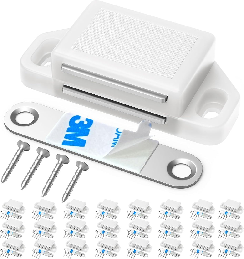 Cabinet Magnetic Catch Door Latch 30LB for Kitchen Drawer Magnets to Stay Closed Magnetic Catch Closet for Drawer（White 24 Pack）
