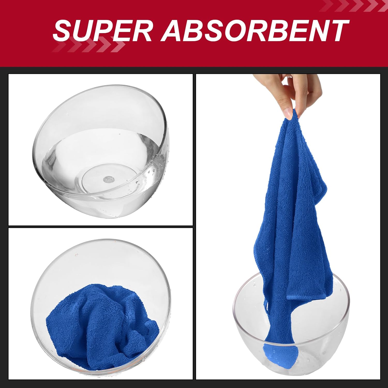 200 Pcs Microfiber Cleaning Cloth 16x16 Inch Microfiber Towels for Car Ultra Absorbent Cleaning Rags Reusable Lint Free Streak Free Detailing Towel for Car Washing Drying Dusting (Dark Blue)