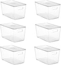 Vtopmart 6 Pack Clear Stackable Storage Bins with Lids,XLarge Plastic Containers with Handle for Pantry Organizer and Storage,Perfect for Kitchen,Fridge,Cabinet, Closet,Bathroom Organization