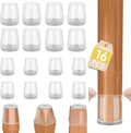 BALEINE 16 Pack Silicone Chair Leg Floor Protectors, Stool Leg Protectors Cap, Non-Slip Chair Leg Caps for Hardwood Floors (Clear Combo 16 Pack)