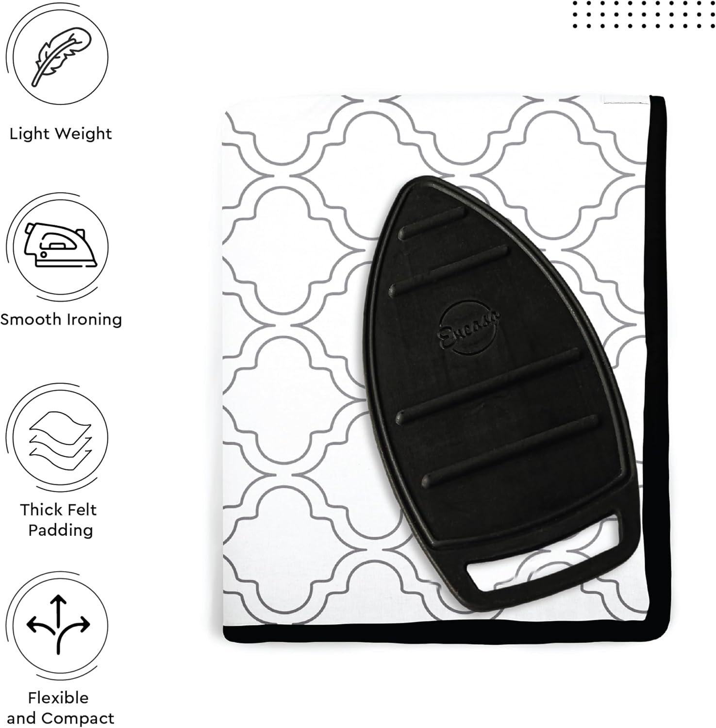 Encasa Homes Ironing Mat/Pad (Large 48"x28") with 3mm Padding & Silicone Iron Rest for Steam Pressing on Tabletop or Bed - Heat Resistant, Portable, Quilting & Travel Blanket - White Tiles