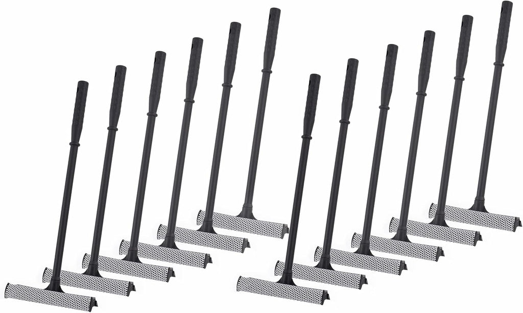 Matthew Cleaning All Purpose Window Squeegee Window Cleaner Tool,Car Squeegee Windshield Cleaning Sponge and Rubber Squeegee,2-in-1 Window Cleaner Sponge(10'') and Soft Rubber with Pole 20’’ (12Pack)