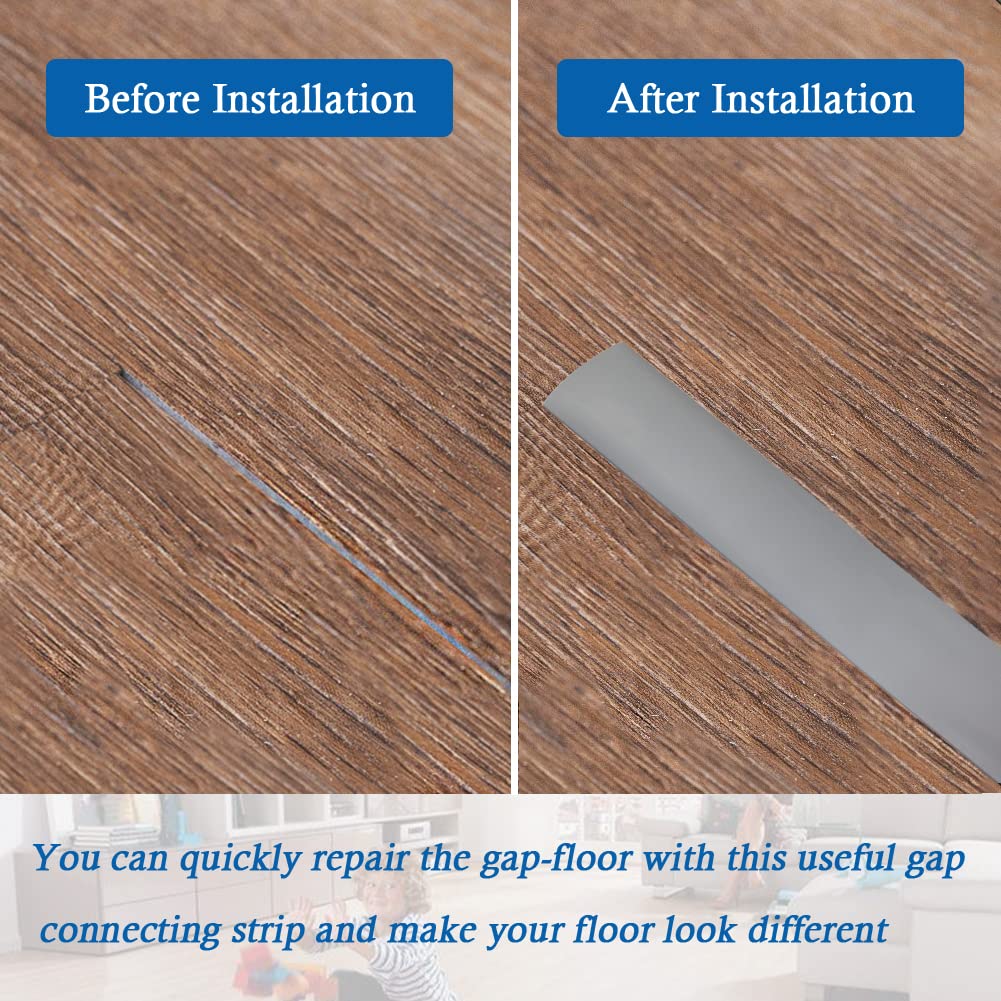 Floor Transition Strip Self Adhesive Floor Cover Strips Laminate 2" Wide Vinyl Flat Divider Transitions (5cm, 20Ft, Gray)