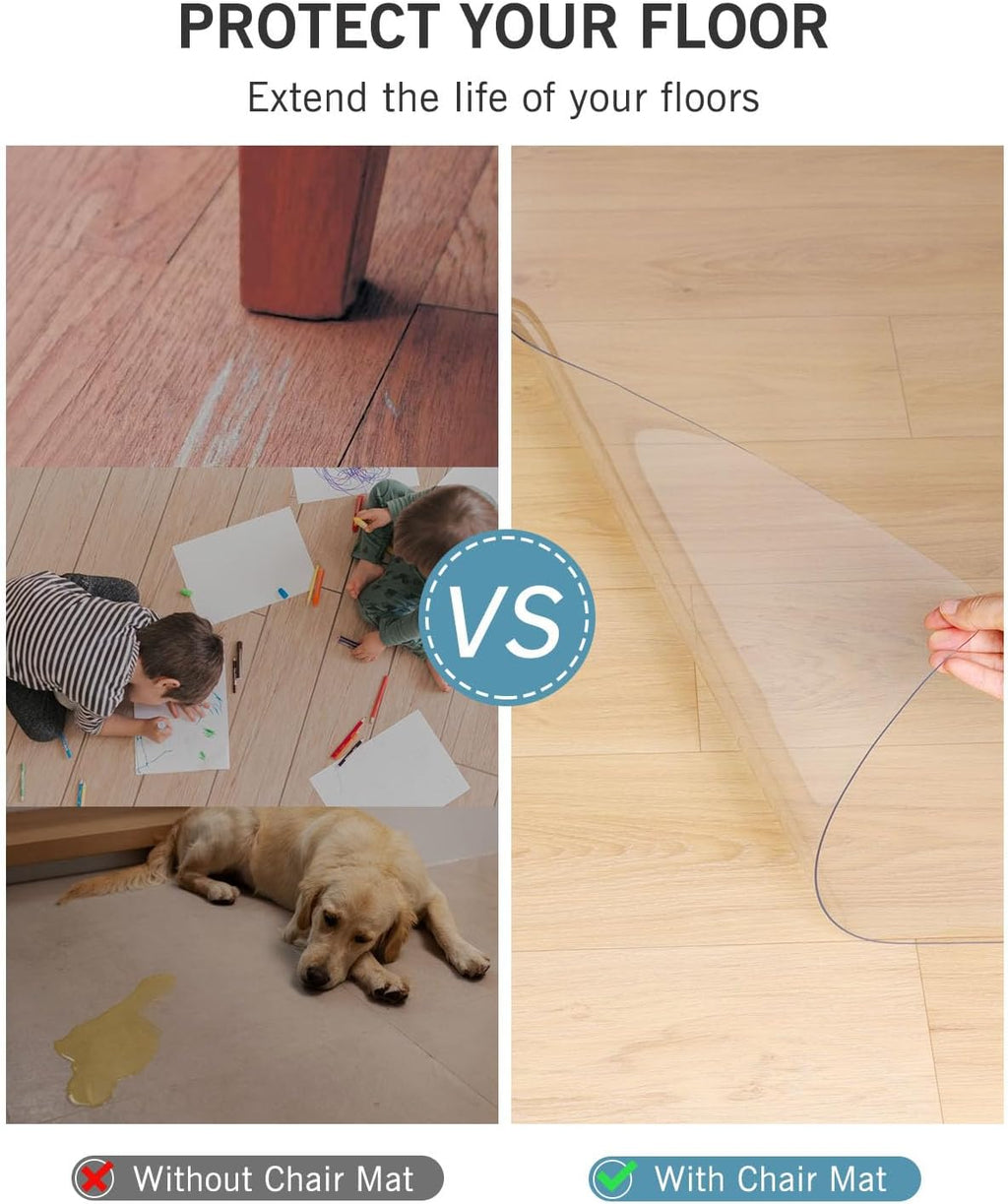 Area Mat for Hard Floor, 3'×5' Transparent PVC Area Rug for Home, Waterproof Durable Floor Protector for Dining Room, Large Anti-scratch Floor Mats for Laundry Room, Baby Play, Kitchen, Pet Litter Mat