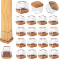 16 Pcs Chair Leg Floor Protectors Square, Silicone Chair Leg Protectors for Hardwood Floors, Chair Leg Caps Covers Protect Wooden Floors from Scratching, Thick, Won't Tear (Fit: 9/10" - 1")