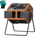 THEGROW'ING Updated 43 Gallon Compost Bin Outdoor, Fast Assemble Tumbling Composter, Dual Chamber Composter Tumbler, Rotating Compost Bin for Outside, Backyard, Garden and Yard, Orange