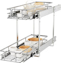 ROOMTEC Individual Pull Out Cabinet Organizer (9" W x 21½" D), 2 Tier Spice Rack Organizer for Cabinet, Slide Out Drawer Pantry Shelf Organization and Storage for Kitchen Bathroom