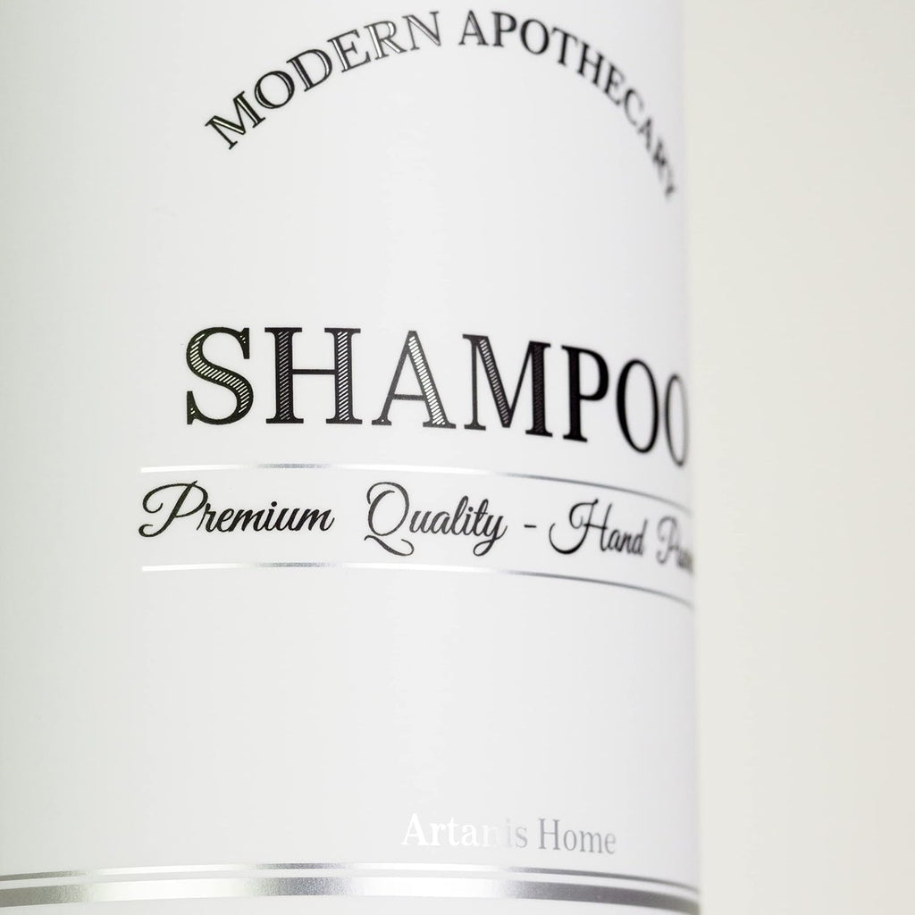 Clear Refillable Shampoo and Conditioner Bottles - Body Wash, Shampoo and Conditioner Dispenser - PET Plastic Shampoo Bottles Refillable with Pump - Waterproof Labels - 16 oz, 3 Pack (White Plastic)