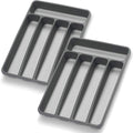 Silverware Organizer 2 Pieces Utenisl Organizer Holder Kitchen Drawer Organizer Plastic Silverware Tray for Drawer Flatware Organizer 5 Compartment Black