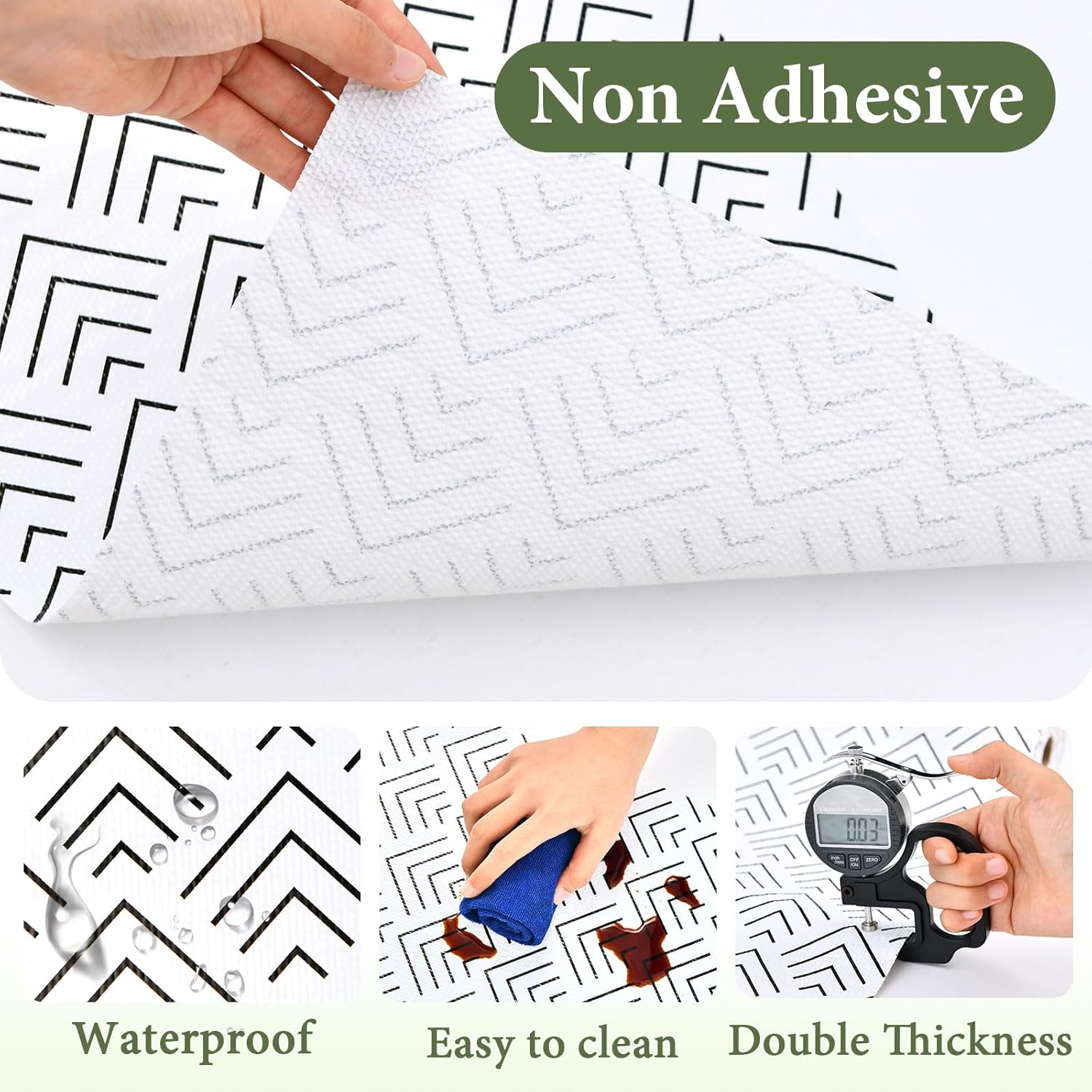 Shelf Liner for Kitchen Cabinets Non Adhesive Drawer Liner Non-Slip Thickened Shelf Liner Paper Strong Easy to Clean for Tool Box Refrigerator with Knife and Tape Measure, Black Arrow, 17.3 x 354.3 IN