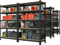 PrimeZone Storage Shelves 5 Tier Adjustable Garage Storage Shelving, Heavy Duty Metal Storage Utility Rack Shelf Unit for Warehouse Pantry Closet Kitchen, 28" x 12" x 59", Black, 6 Packs