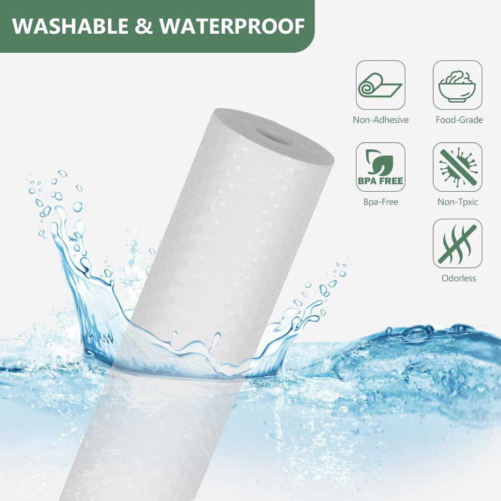 Shelf Liners, Non-Adhesive Drawer Liner, Waterproof & Oil-Proof Kitchen Cabinet Cupboard Liner Plastic EVA Material BPA Free Fridge Liner Mats Paper Protector for Shelves (White/12in x 120in)
