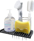 Gosmol Silicone Sponge Holder Rack Dish Soap Holder for Kitchen Counter, Waterproof Sponge Soap Tray for Kitchen Sink Bathroom, Multipurpose Sink Caddy Organizer for Soap Dispenser Black