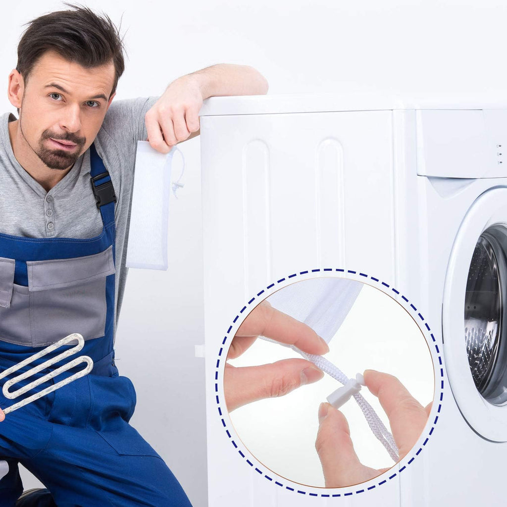 Lint Traps Catcher for Washing Machine Nylon Mesh Lint Traps for Home Laundry Washing Machine Drain Systems Discharge Hoses Filter, 9.4 x 3.1 Inch (12 Pieces)