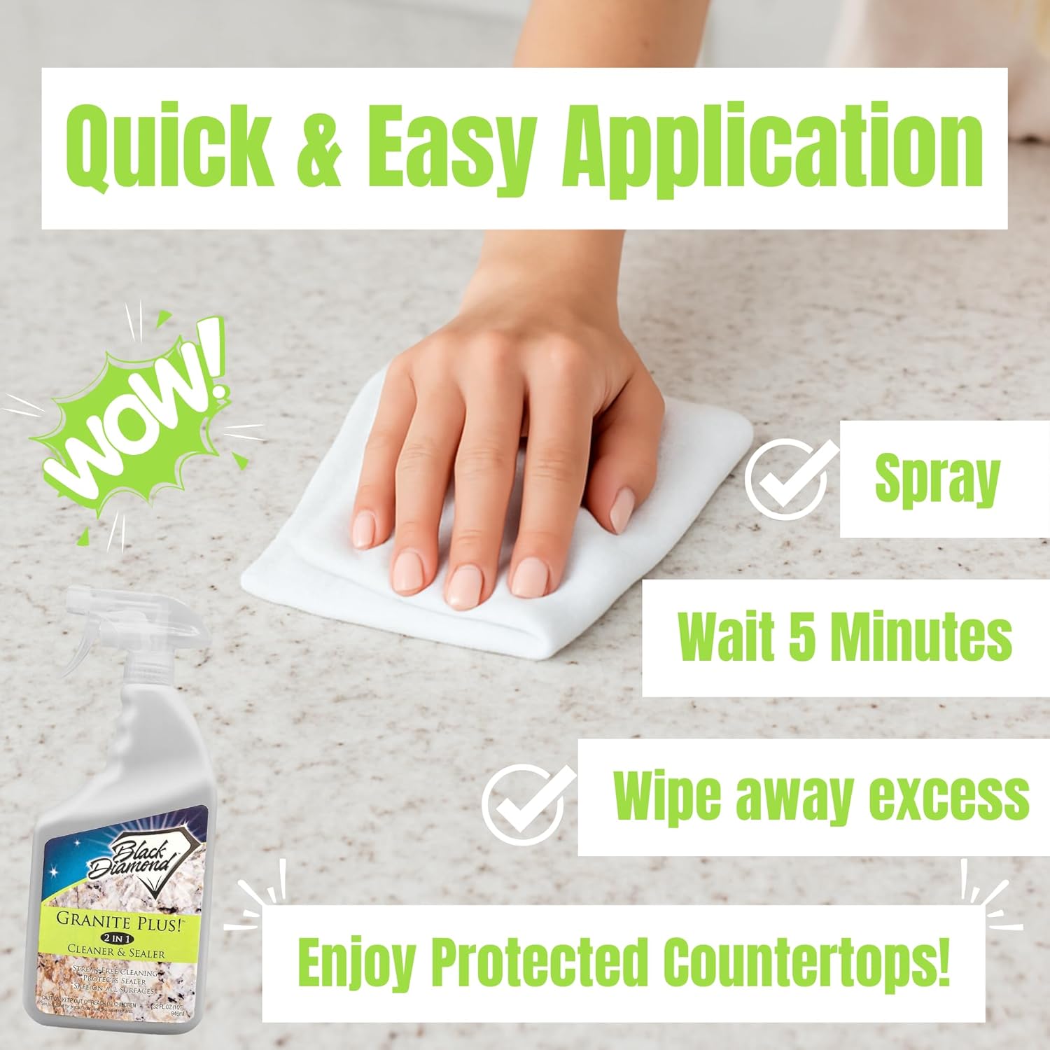 Granite Plus (Cleaner & Sealer) Deep Cleans & Seals All Natural Stone Countertops + Ultimate Grout Cleaner with Brush – Safe for Natural Stone - Acid Free - Lifts Dirt & Stains (2pack)