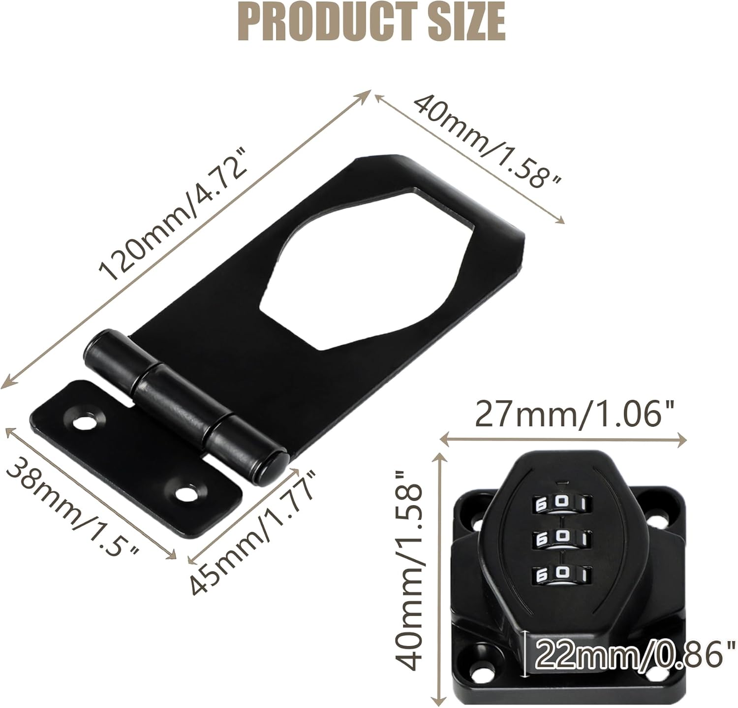 Password Rotary Hasp Locks, Digit Combination Lock Door Security Slide Latch Door Lock for Drawers, File Cabinets, Cabinets, Interior Doors, Barns, Garage Doors, Fence (5 Inch)