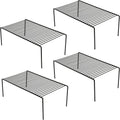 iPEGTOP 4-Pack 15.7 x 9.4 Inch Rustproof Metal Wire Kitchen Storage Shelves – Organizer for Freezer, Fridge, Pantry & Countertop – Spice, Utensils Rack – Black
