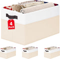Criusia 4 Pack Baby Clothes Organizer Bins, Fabric Collapsible Storage Baskets with Handles, Odorless Storage Bins for Toy Clothes Nursery Kids Room Playroom Classroom (14L*10W*9.5H)