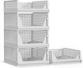 Proarea 5 Pack Stackable Plastic Storage Basket Closet Organizer Bin Foldable Clothes Organizer Storage Drawer Shelf Container for Living room Bathroom Kitchen Office (3L+2S)