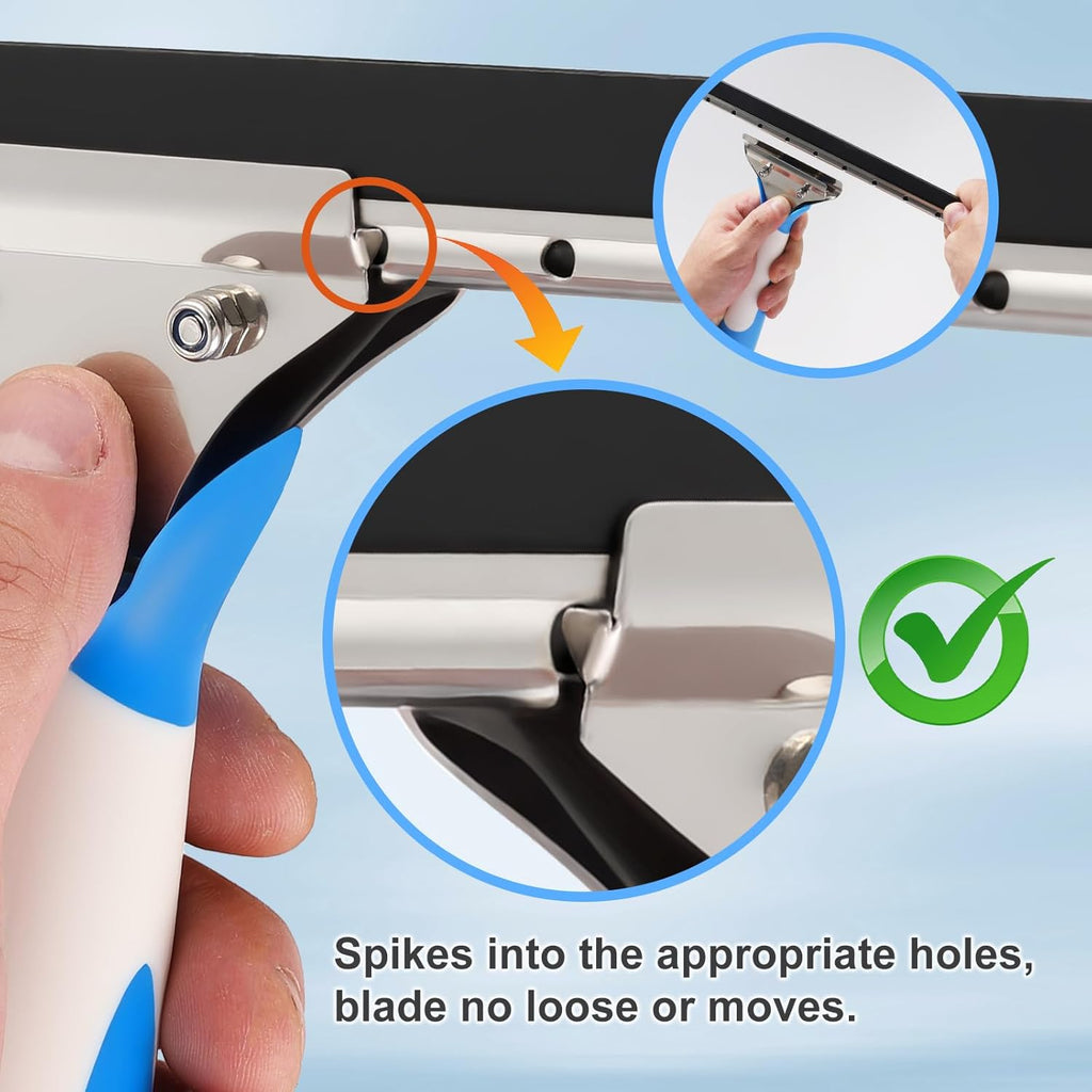 Professional Window Cleaning Kit 14IN, with Silicone Squeegee Blade, Microfiber Scrubber & Cloth, Windows Cleaning Tools, All-in-one Window Washing Supplies, Commercial & Household Use